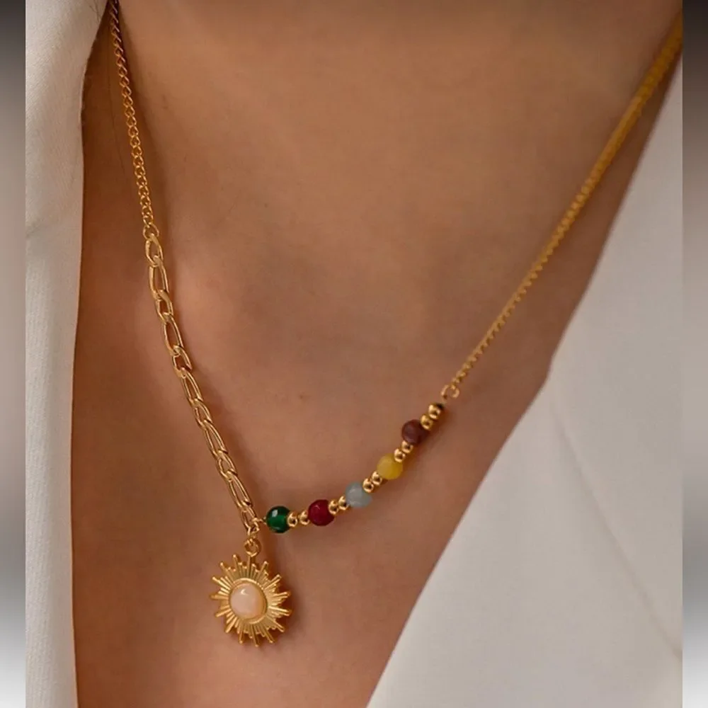 Boho sun necklace Q633